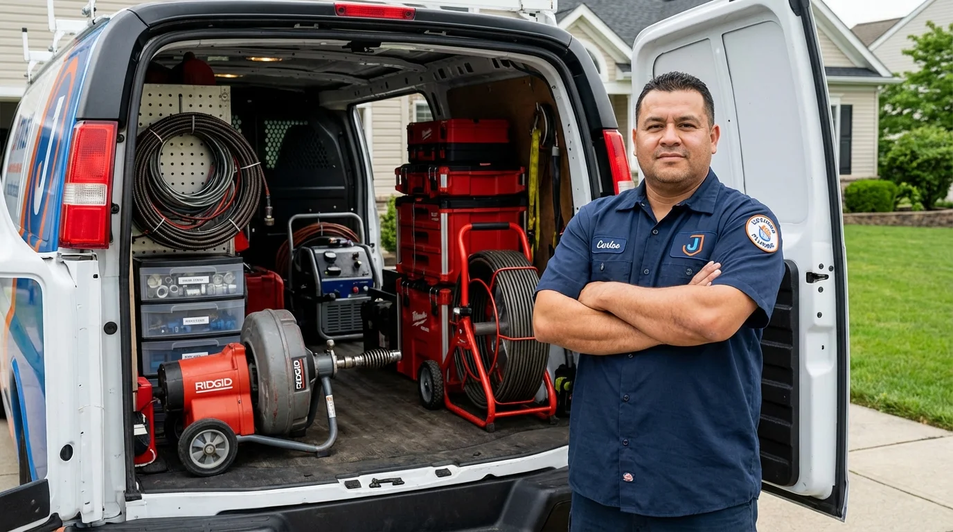 Professional drain cleaning equipment and Johns Plumbing LLC plumber in Selbyville