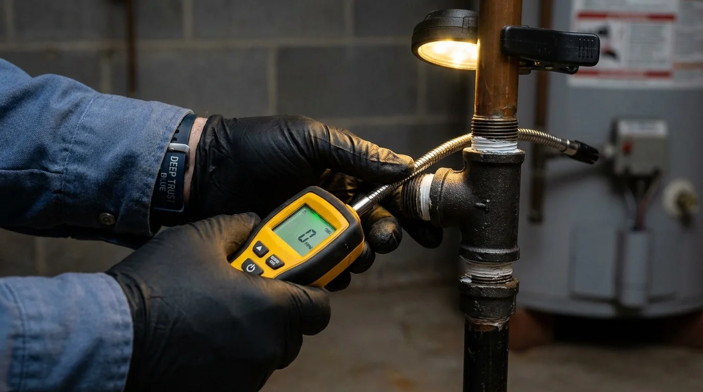Gas leak detection with electronic sniffer by Johns Plumbing LLC in Selbyville