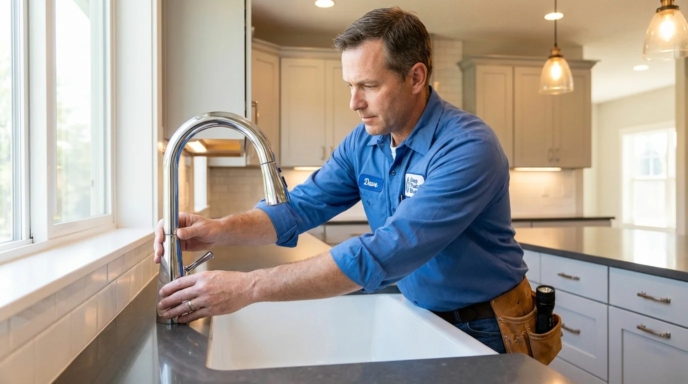 Kitchen faucet installation by Johns Plumbing LLC in Selbyville