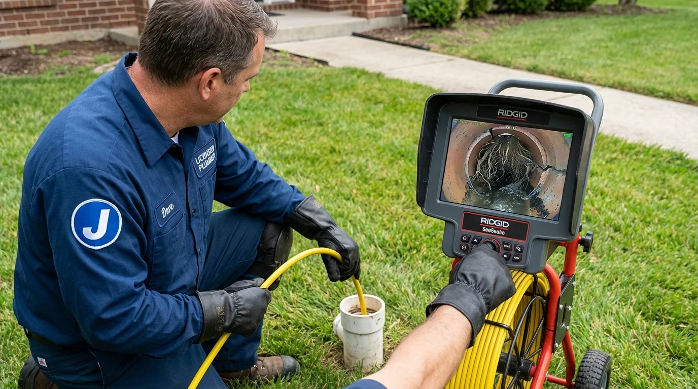 Sewer camera inspection being performed by Johns Plumbing LLC in Selbyville